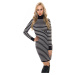 Trendy Koucla fineknitted turtleneck stripeddress white Einheitsgroesse