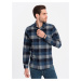 Ombre Men's plaid flannel shirt - blue