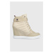 Členkové topánky Tommy Hilfiger Wedge Sneaker Boot béžová farba, na kline