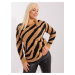 Women's camel sweater large size with print