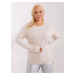 Plus size light beige casual sweater with cuffs