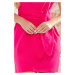 Ružové dámske šaty s krátkymi rukávmi a širokým pásikom na zaväzovanie 370-1