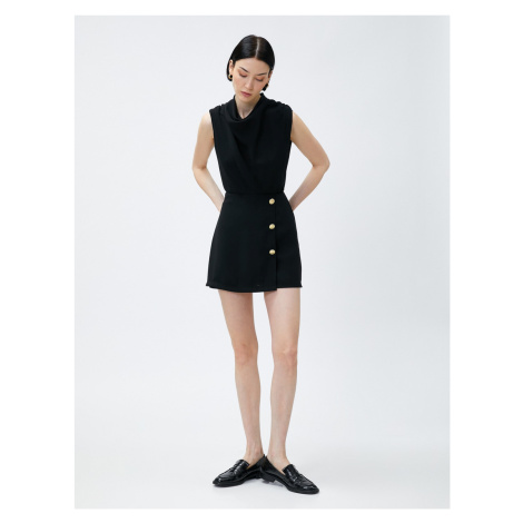 Koton Overalls with Shorts Button Detailed Plunged Collar