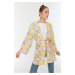 Trendyol Multicolored Floral Patterned Kaftan &; Kimono with Pockets with Fastening Detail