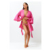 Trendyol Fuchsia Belted Mini Woven Ruffle Kimono&Kaftan