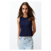 Trendyol Navy Blue Crop Basic Top Knitwear Blouse