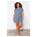 Trendyol Curve Blue V-Neck Camisole Knitted Pajama Set