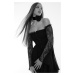 Elegantné večerné šaty z čierneho šifónu s padnutým pásom/skater strihom, podšité, značky Trendy