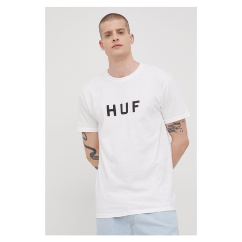 Bavlnené tričko HUF biela farba, s potlačou