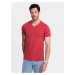 Ombre BASIC men's classic cotton tee-shirt with a crew neckline - red melange