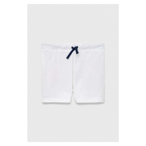 Detské bavlnené šortky United Colors of Benetton biela farba, jednofarebné, nastaviteľný pás