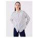 LC Waikiki Women's Striped Long Sleeve Oversize Satin Shirt