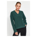 Trendyol Mint udržateľnejší pletený sveter s výstrihom do V