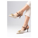 Mio Gusto Felicity Nude Women's Heeled Shoes with Buckle Accessorie Open Back with Buckle in the