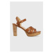 Kožené sandále Lauren Ralph Lauren Soffia hnedá farba, 802904282001