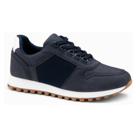 Ombre Patchwork shoes men's sneakers with combined materials - navy blue