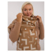 Brown and beige women's scarf with patterns