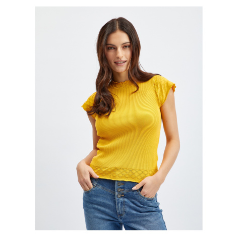 Orsay Yellow Womens T-Shirt with Stand-up Collar - Women