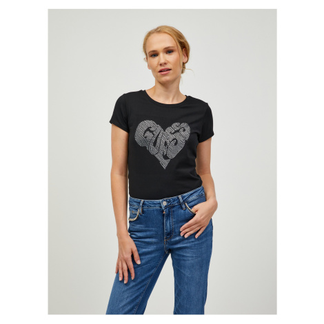 Čierne dámske tričko Guess Heart