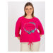 Women's Plus size T-shirt with 3/4 raglan sleeves - fuchsia