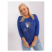 Casual cotton blouse plus size in cobalt blue