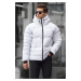 Madmext Men's White High Neck Hooded Down Coat 6805