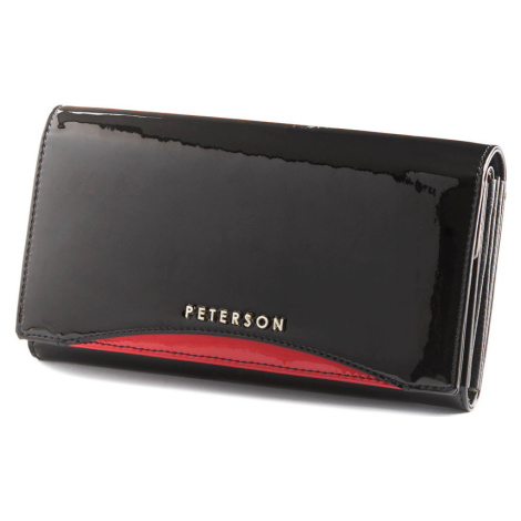 Peterson Čierna dlhá peňaženka s leskom Y026 PTN BC-411-BLACK RED