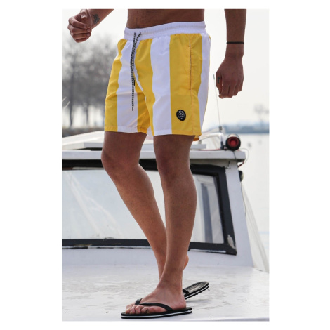 Madmext Men's Yellow Striped Beach Shorts 6360