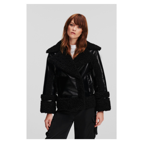 Bunda Karl Lagerfeld Faux Shearling Jacket Black