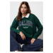 Trendyol Dark Green Polo Neck Embroidered Detailed Knitted Sweatshirt