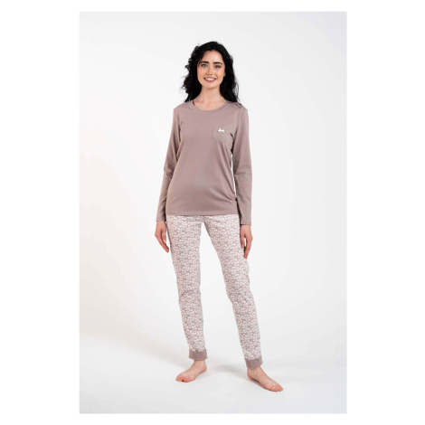 Juliana ́s pajamas, long sleeves, long legs - cappuccino/print