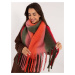 Red and orange warm scarf with fringe