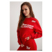 GRIMELANGE Darcy Women's Crew Neck Long Sleeve Elastic Waist Printed Red Tracksuit Set