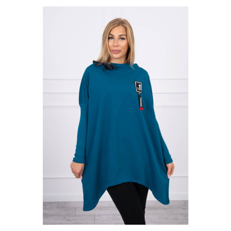 Oversize sweatshirt with asymmetrical sides marine