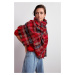 Trendyol Red Soft Textured Plaid Scarf