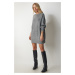 Happiness İstanbul Women's Gray Oversize Long Basic Knitwear Sweater