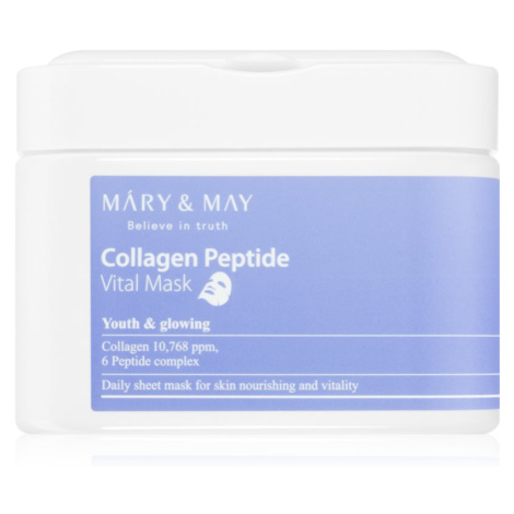 MARY & MAY Collagen Peptide Vital Mask sada plátenných masiek s protivráskovým účinkom