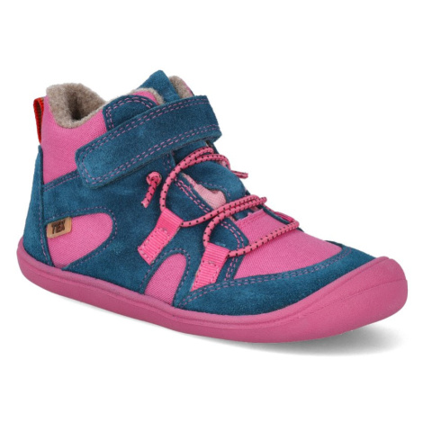 Barefoot zimné detské členkové topánky Koel - Beau Wool Fuchsia ružová