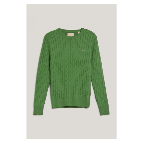 SVETER GANT STRETCH COTTON CABLE C-NECK DUSTY GREEN