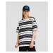 Tričko Karl Lagerfeld Jeans Klj Relaxed Stripe Sslv Tee Black White Aop