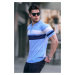 Madmext Men's Baby Blue Polo Neck Zippered T-Shirt 5730