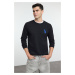 Trendyol Black Regular/Normal Cut Crew Neck Fox Patch Detail Sweatshirt