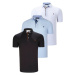 TRIPLE SET T8582 DEWBERRY MENS T-SHIRT-BLACK-WHITE-BABY BLUE