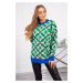 Sweater with a geometric motif in green color