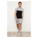 Trendyol Black Gray Color Blocked Regular Fit Knitted Shorts Pajama Set with Elastic Waist