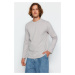 Trendyol Grey Pánske tričko základného pravidelného/pravidelného strihu so 100% bavlneným dlhým 