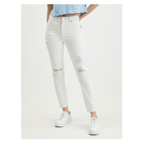 Biele slim fit džínsy s roztrhaným efektom TALLY WEiJL - ženy