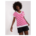 White and fuchsia striped blouse with short sleeves