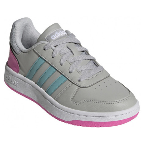 Detská rekreačná obuv ADIDAS Hoops 2.0 core grey two mint ton screaming pink