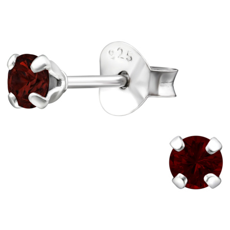 OLIVIE Strieborné 3mm náušnice GARNET 8653